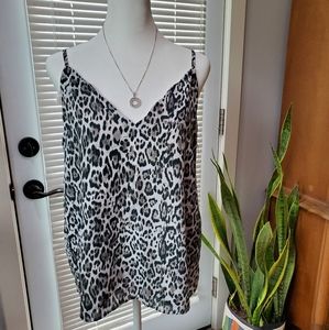 Socialite black and grey leopard print blouse size large